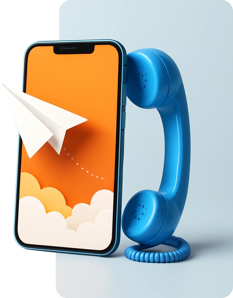 Трубка винтажного телефона и смартфон