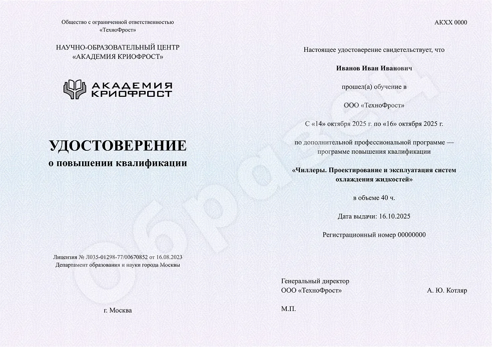 Удостоверение о повышении квалификации