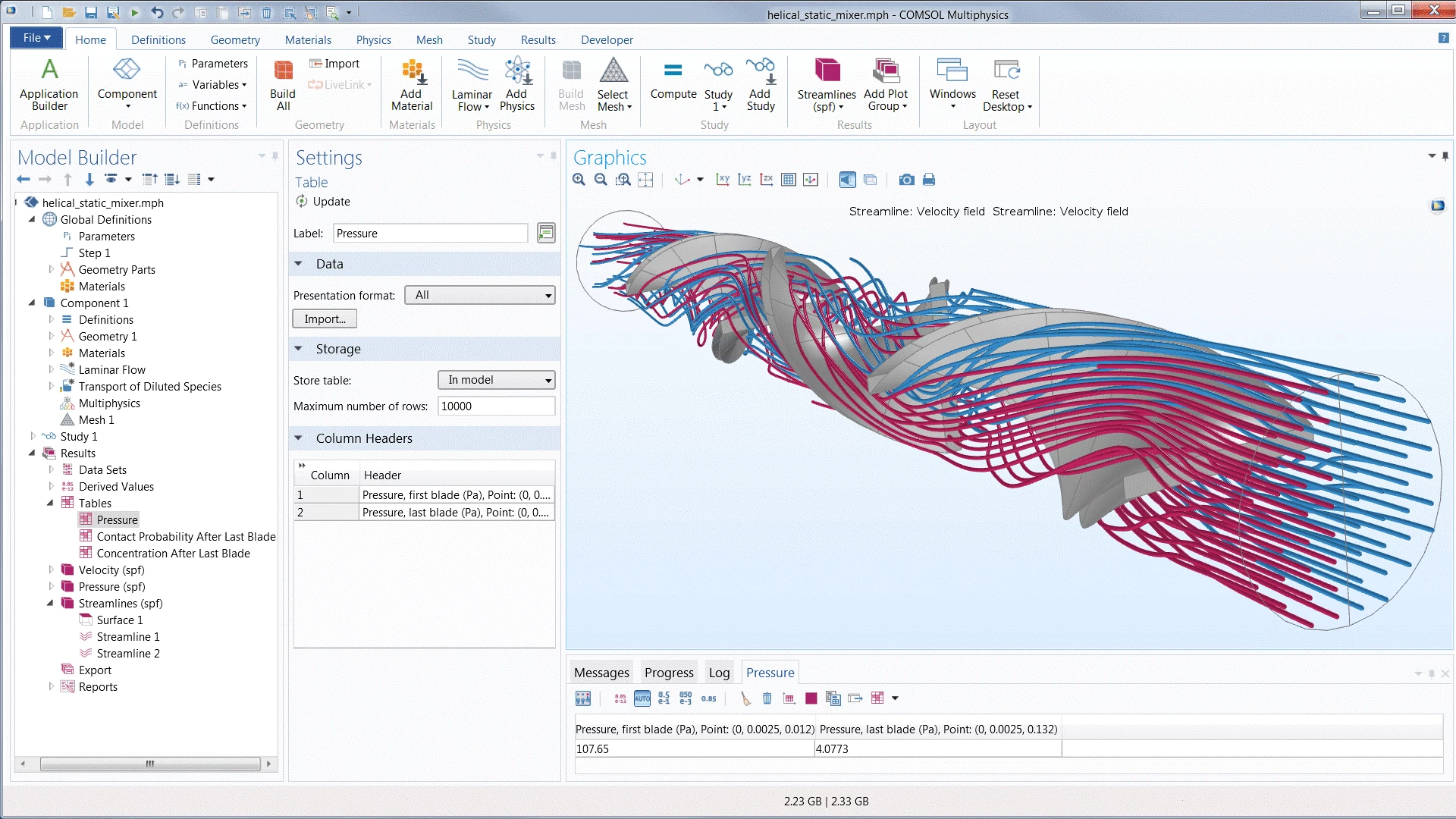Фрагмент программы COMSOL Multiphysics