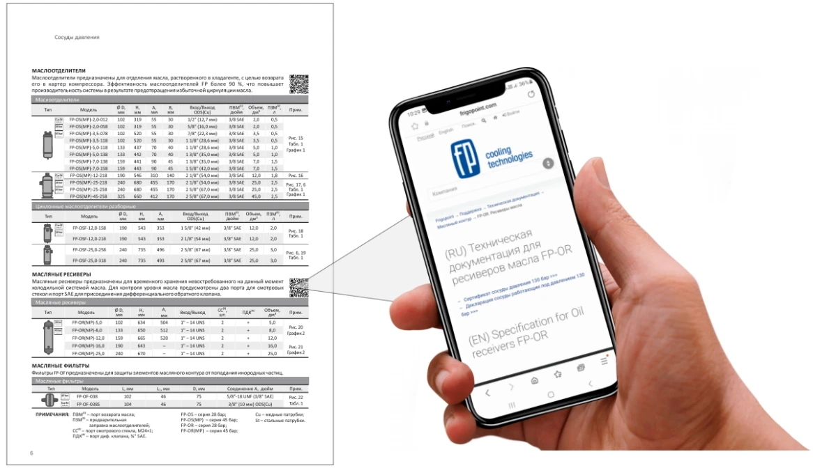 QR-коды обеспечивают быстрый доступ к полной технической документации «Фригопоинт»