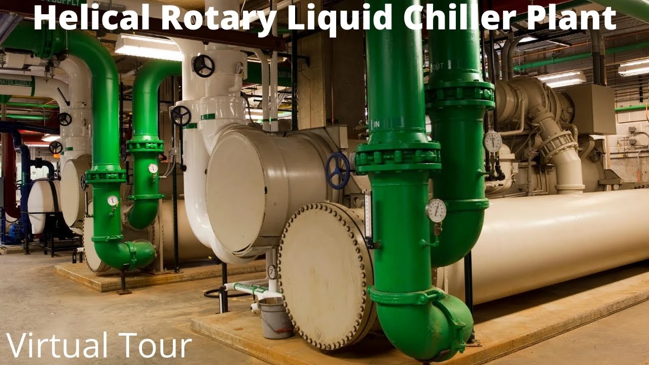 Виртуальный тур по машинному отделению, в котором установлены промышленные чиллеры с водяным охлаждением (Helical Rotary Liquid Chiller)