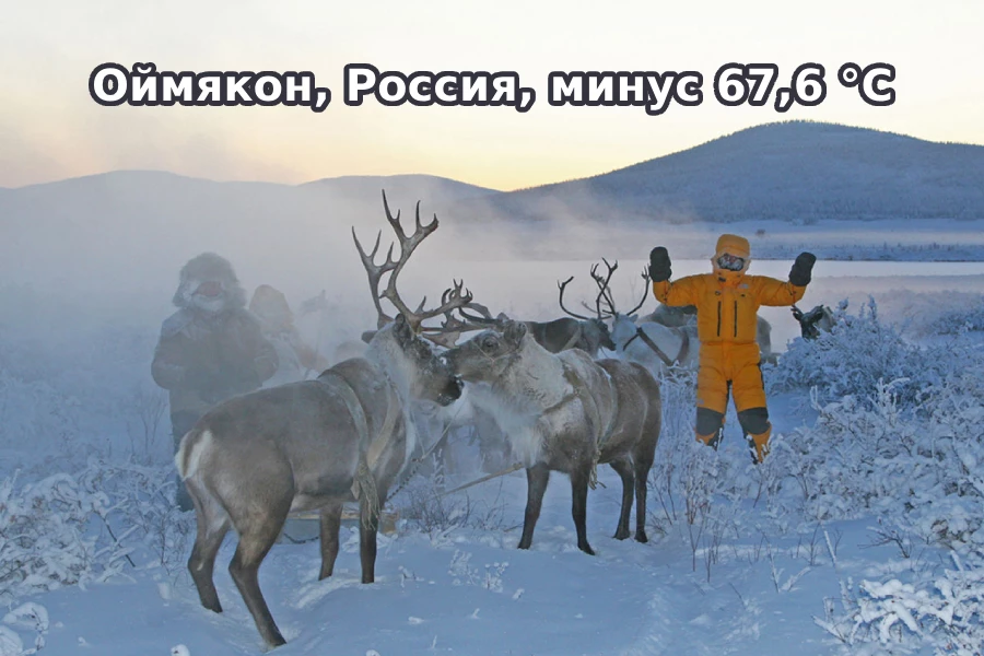Оймякон, Россия, минус 67,6 °C
