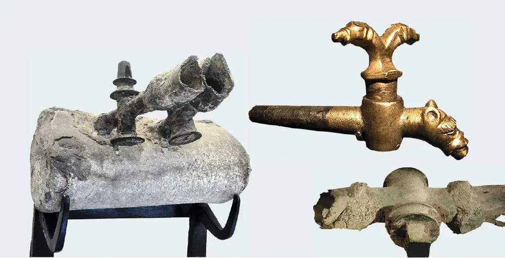 Древнеримские клапаны и кран I–III века н. э. из различных бронзовых сплавов