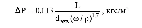 Аэродинамическое сопротивление воздухоохладителя, формула